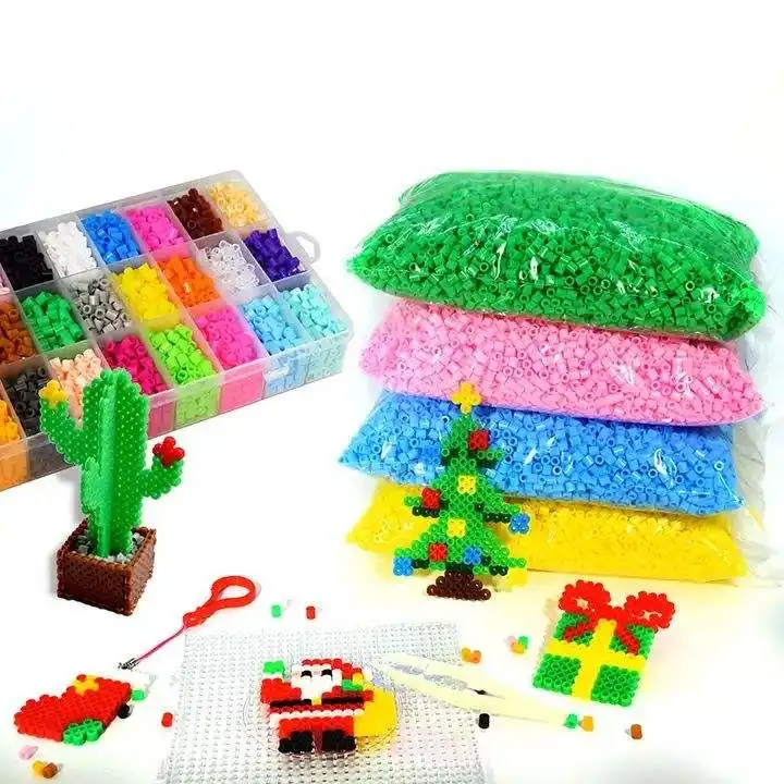 2024 New Arrival Diy Plastic Bulk Hama Beads 5mm Perler Children Educational Craft Toys Fuse Ironing Beads Set