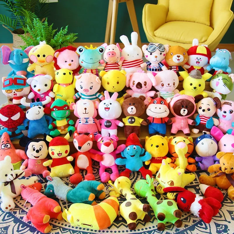 YIWU AULLAN Mini Plush Toy Claw Crane Machine Cartoon Stuffed Animals Toys Pig Bunny Cat Plush Keychain Pendant