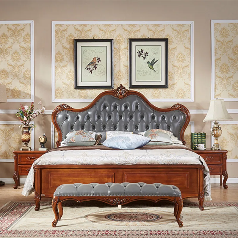 Американская мебель в стиле кантри, кровать из массива дерева, домашняя кровать в европейском стиле, кровать 1,8 метра, Главная спальня, ретро двуспальная кровать B195