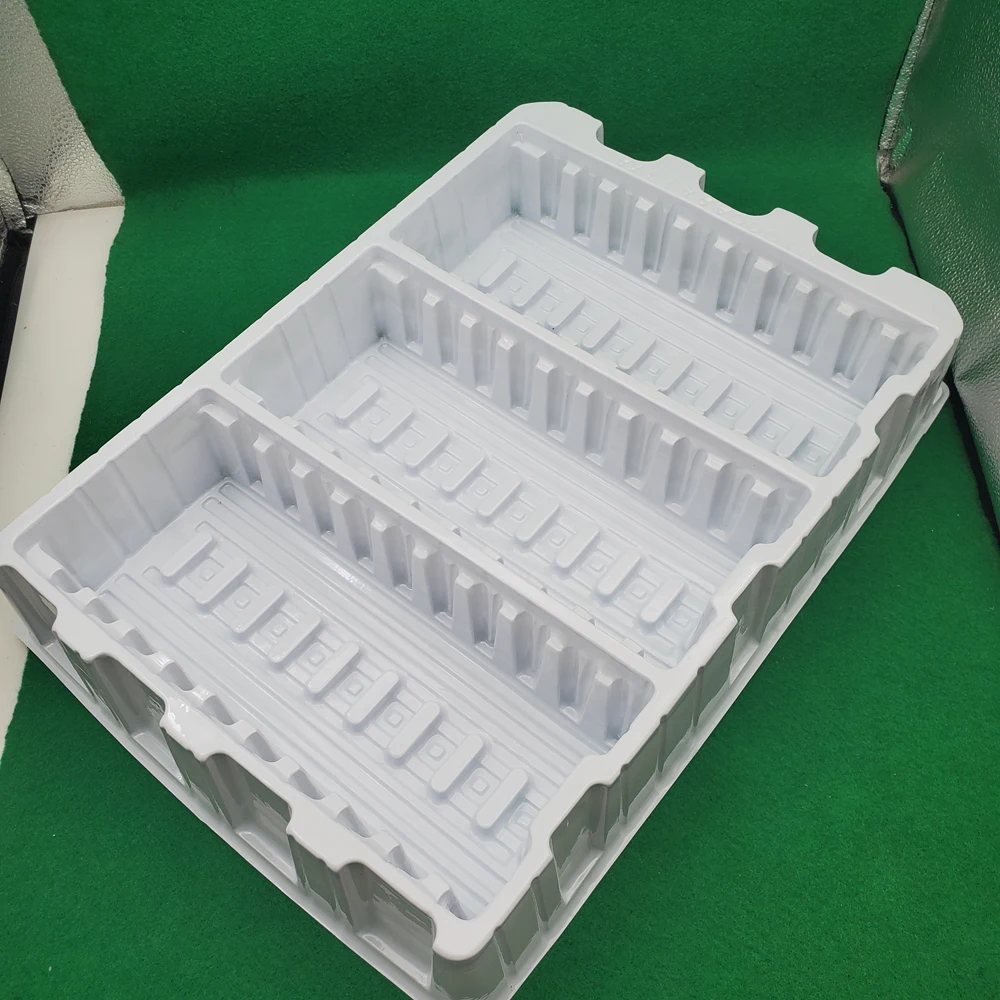 100% Recycling White Plastic Storage CPU Tray Custom Blister plastic tray