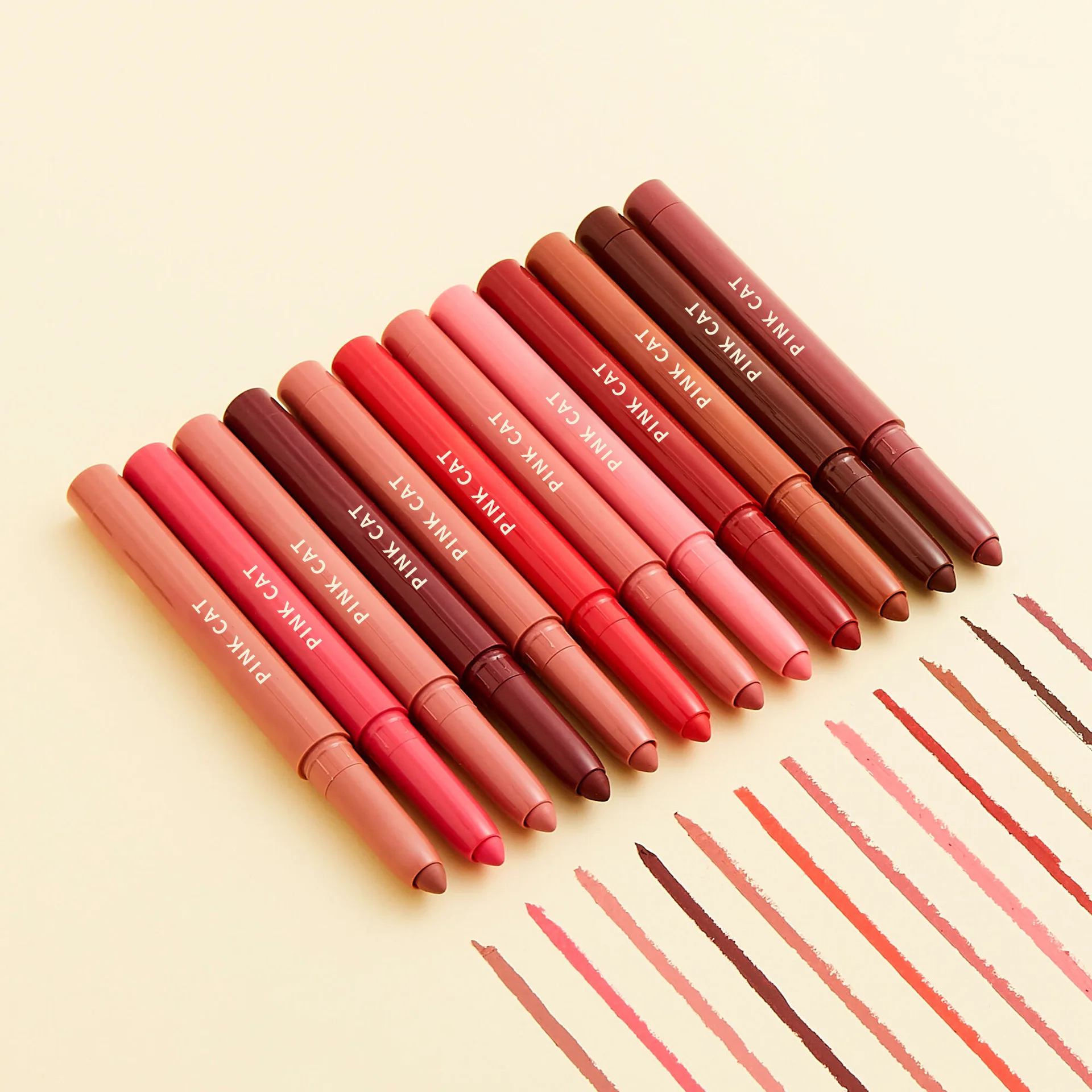 Hot selling non-fading lip liner set 12 colors double-head lip gloss private label