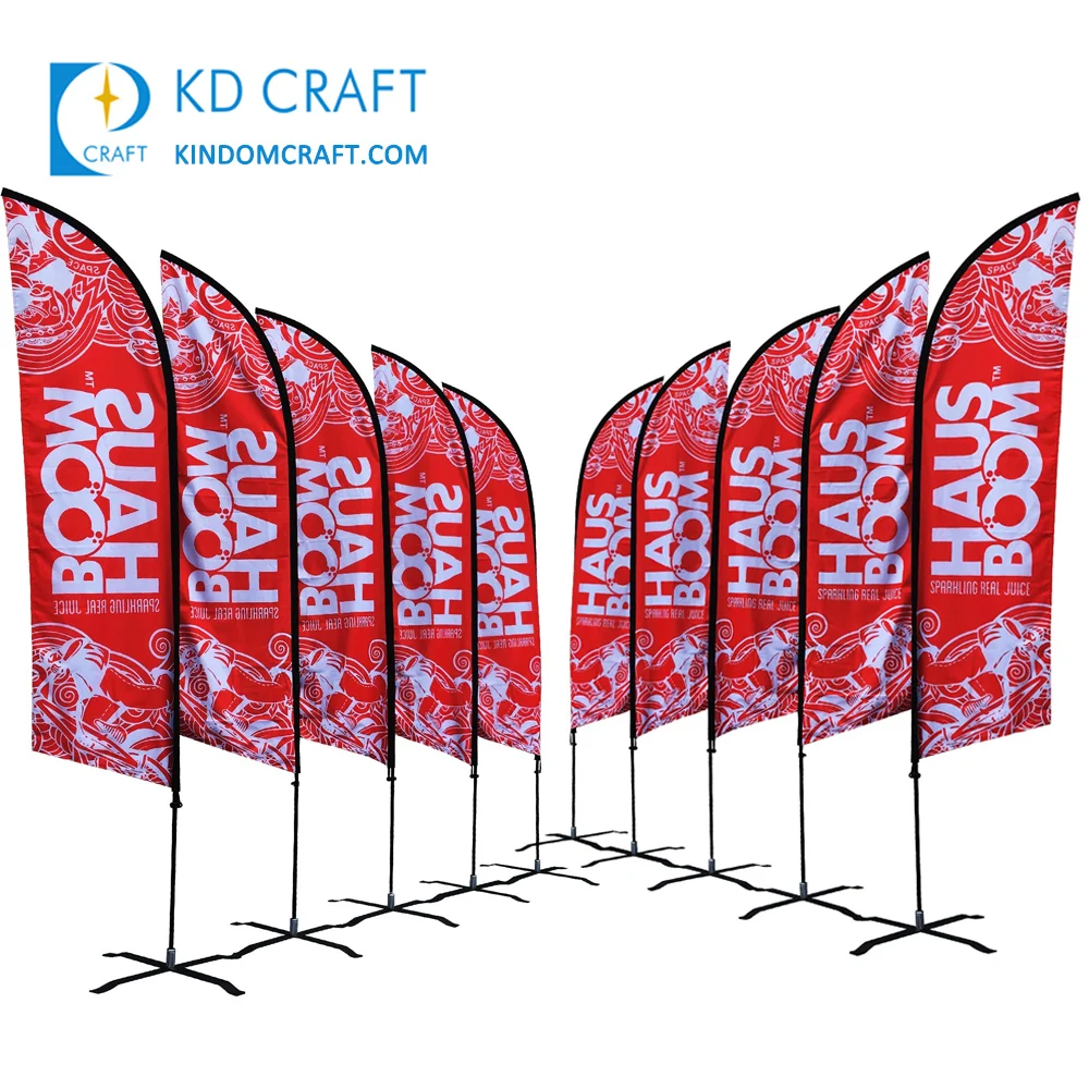 High quality custom eco friendly colorful printing outdoor feather shaped flying banners for sale