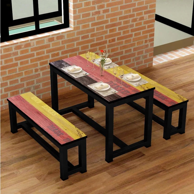 
Snack fast food restaurant table and chair combination hotel canteen restaurant table and four chairs fashion cafe personality t 