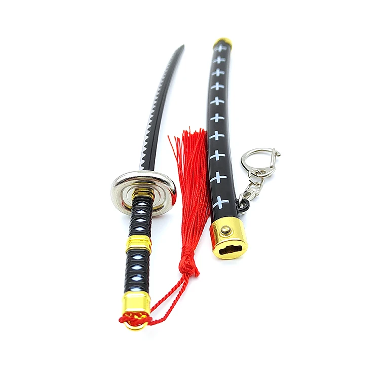 Customized Hot Sell Nodachi Shinobi Sword Black Doctor Anime Sword Cosplay Toy Sword Model Key ring For One Piece Trafalgar Law