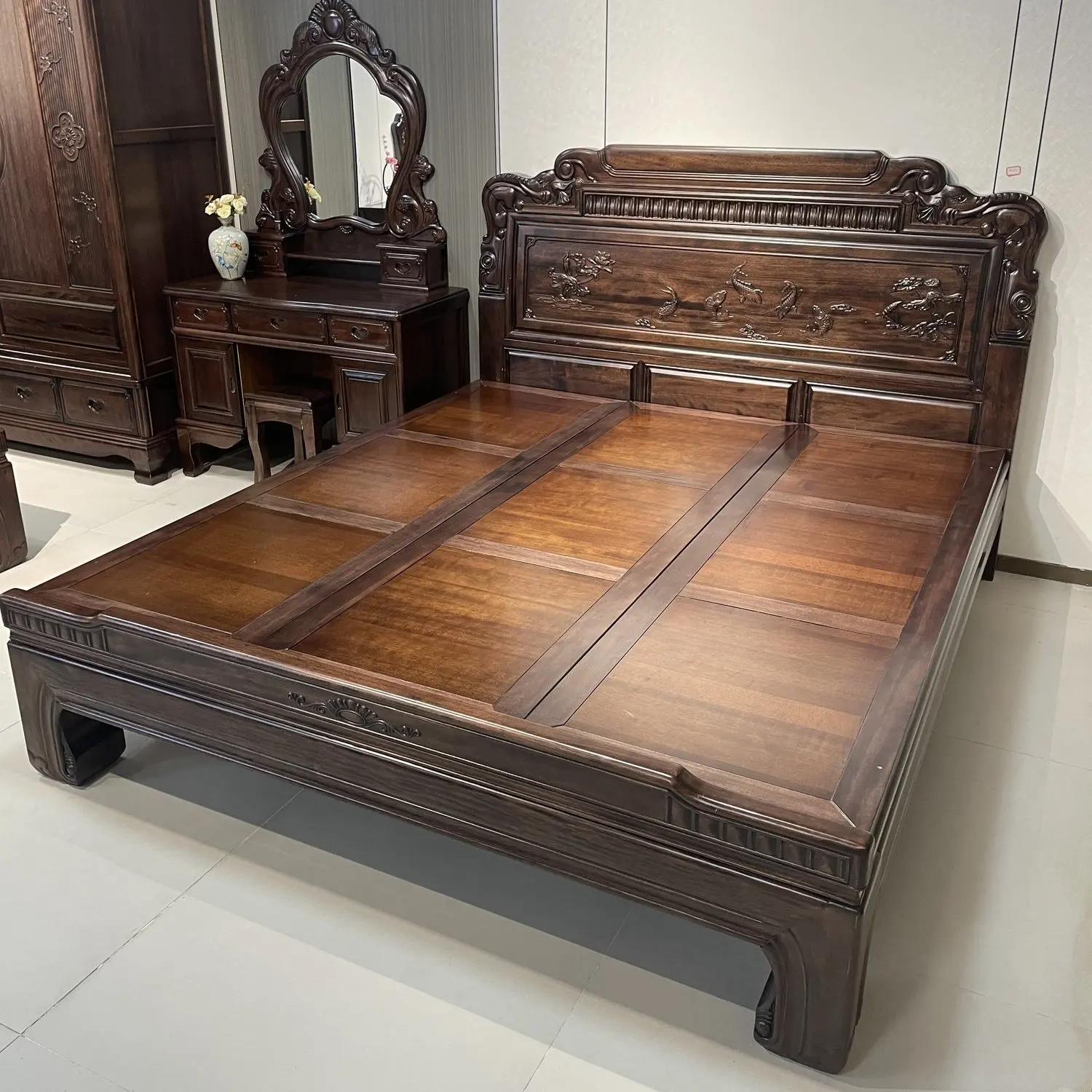 Luxury MZDC08 Hotel Storage Modern Full Platform Single Double Twin King Queen Size Bed Frame with Storage Headboard