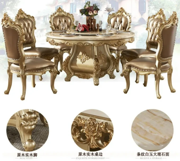 Good Quality Classic Style Marble Top Dining Table Designs Luxury Dining Table