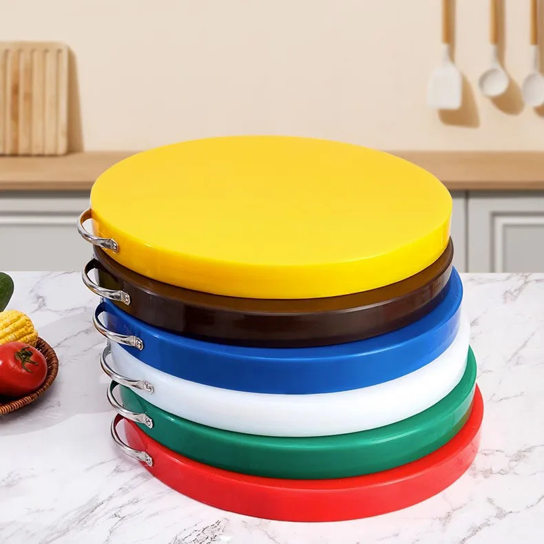 Пластиковый материал и экологически чистый пластик HDPE круглая разделочная доска с ручкой