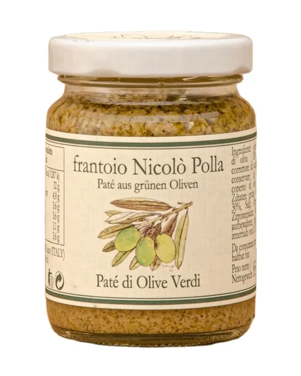 Итальянское качество Tapenade зеленых оливок 85 г в экстра натуральном оливковом масле Николо Полла с 1875 года идеально подходит для хлеба как закуска