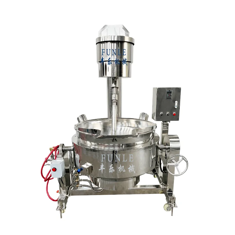 Gas Heating Tomato Paste Cooking Mixer Machine / Hot Sauce Jacket Kettle With Mixer