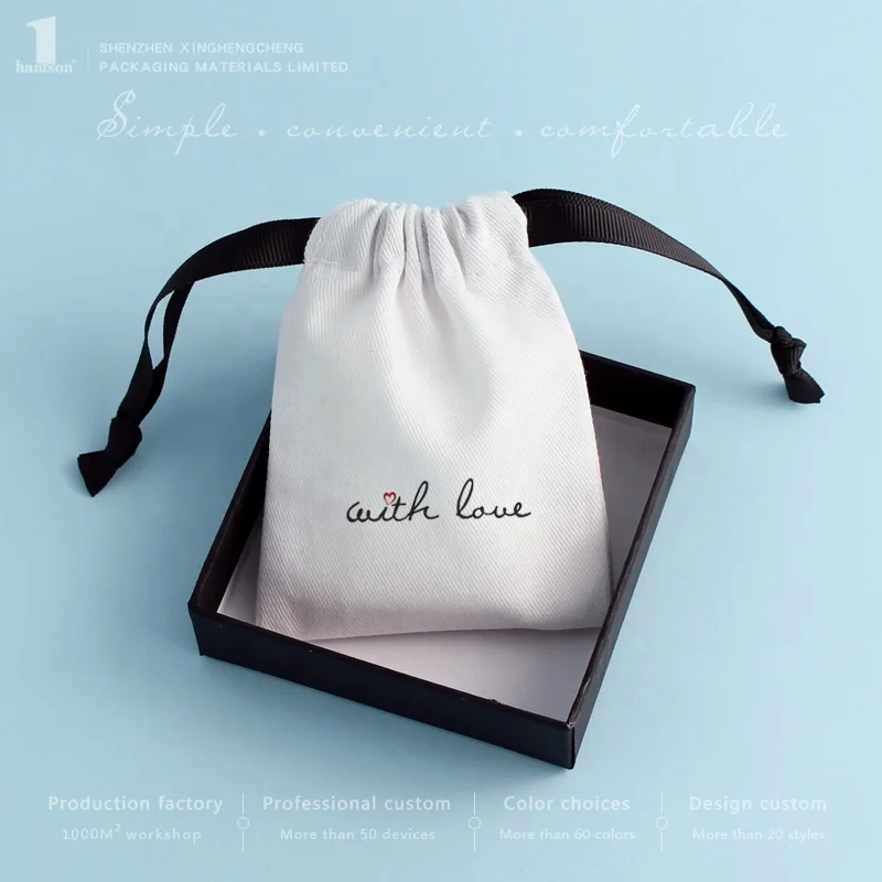 2023 Hot-Selling Cotton Jewelry Packaging Pouch Small Gift Bag with Custom Logo