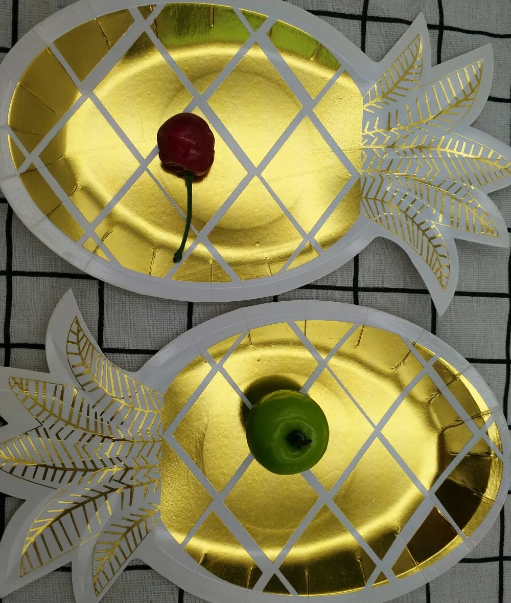 Disposable biodegradable tide dinner weeding party gold shaped paper plates