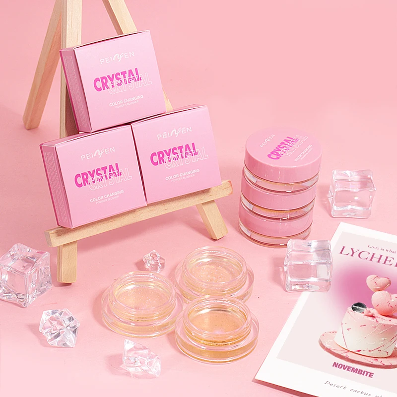 Private Label Wholesale Makeup Crystal Blush Cream Long Lasting Waterproof Moisturizing PH Color Changing Jelly Blush Powder