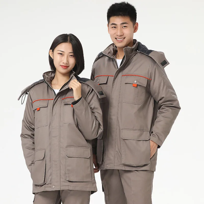 Thicken Winter Work Clothes Men Lively Cotton-Padded Jacket Cold-Proof  Labor Insurance With Removable Inner Liner