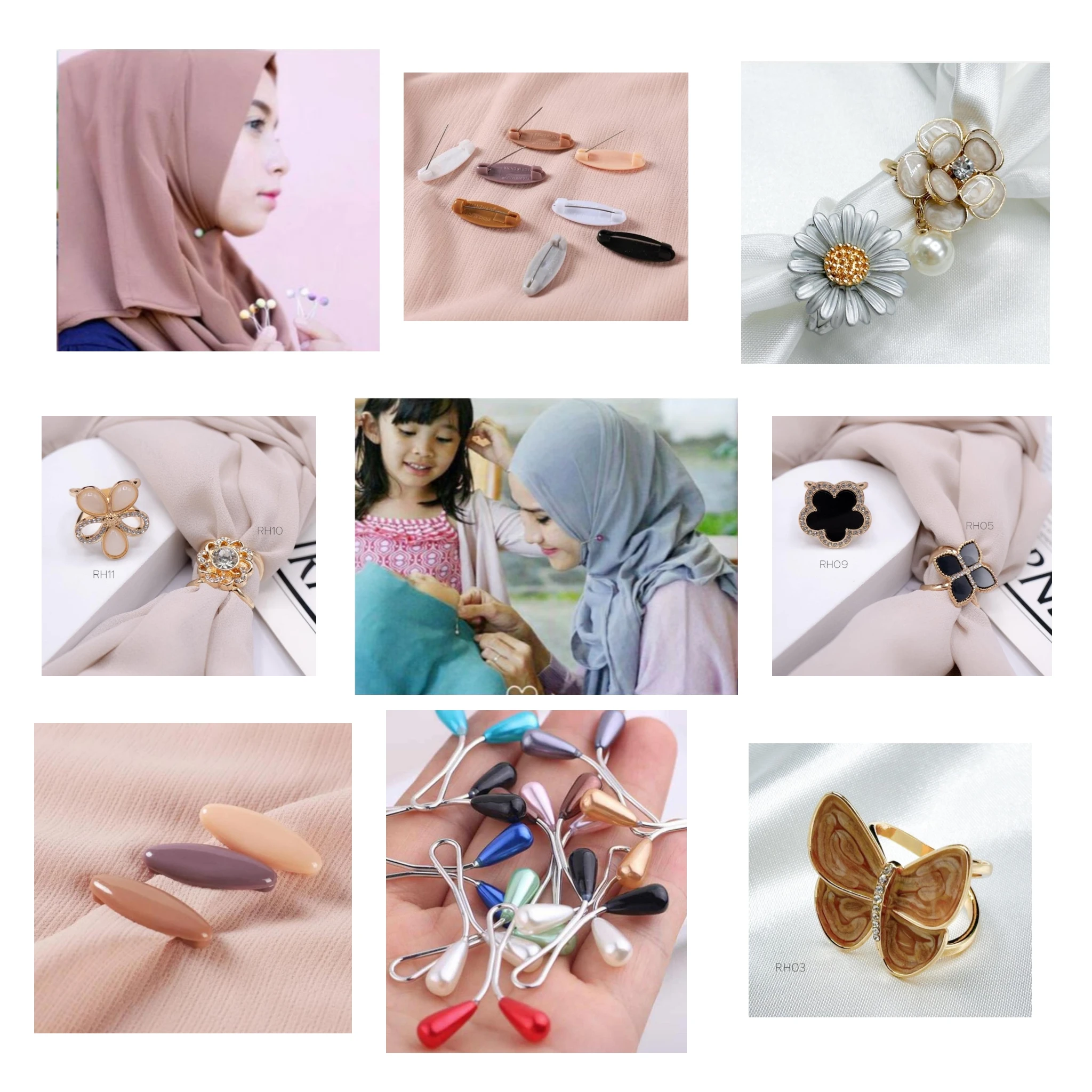 Newest light weight Hot Sale High Quality Fashion Magnet Button Round Hijab Muslim Scarf Brooches Pins For Women Pin