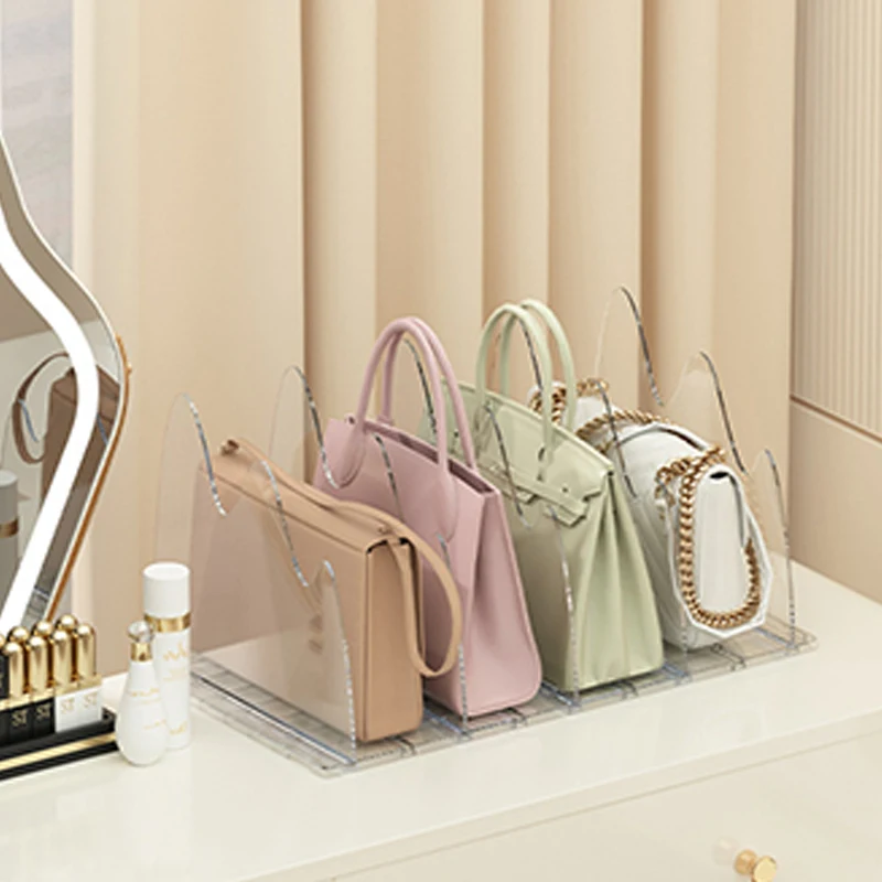 Adjustable Acrylic Clear Bookshelf  Shelf Divider For Closet Handbag Storage Organizer In Home