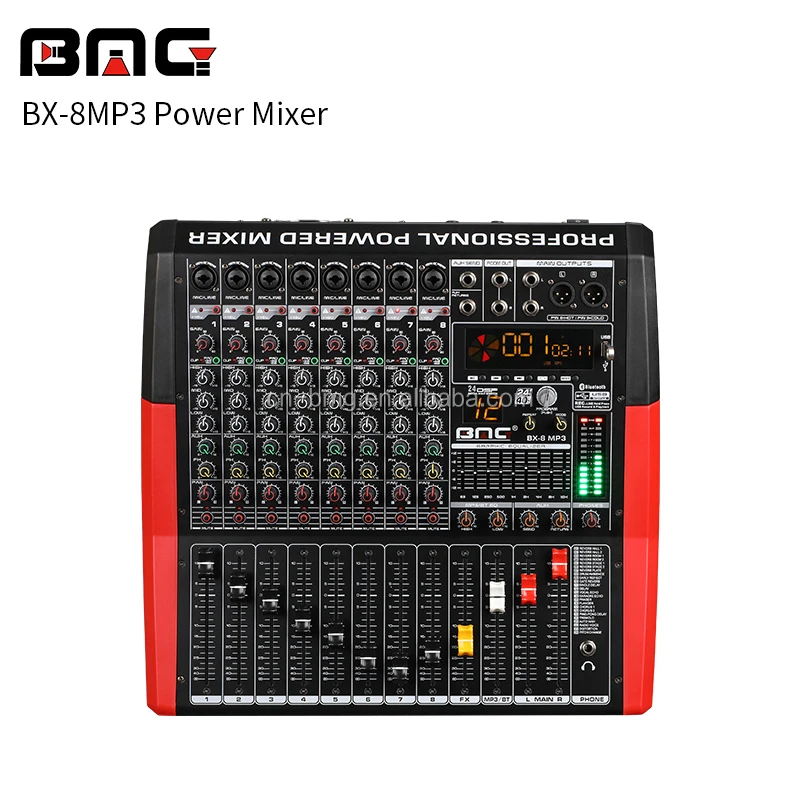 BMG Hot Selling 12 Channel USB Powered Amplifier Mixers with BT Music Dj Sound Amplifier Digital Mixer With Low Price