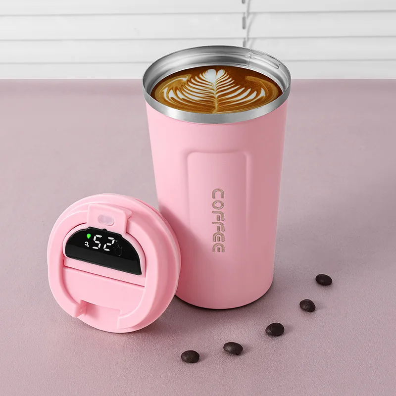 13oz/17oz Portable Intelligent temperature measurement Stainless coffee cup Double-layer vacuum insulation Car mug