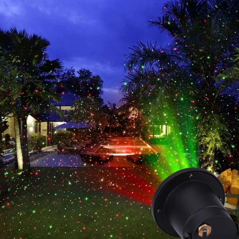 Garden Outdoor Waterproof Christmas Tree Xmas Holiday Shower Lighting RGB Remote Static Star Dots Laser Projector Light