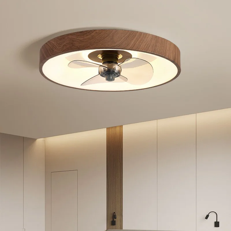 SENKAI Modern vintage wood grain acrylic ceiling light remote control ceiling fan with light for bedroom hotel livingroom