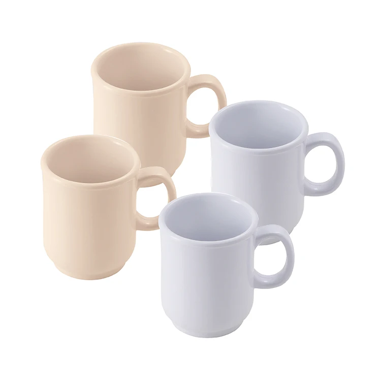 Solid color Drinkware plastic 8 oz. sand bulbous mug coffee tea plastic mug melamine mug with handle