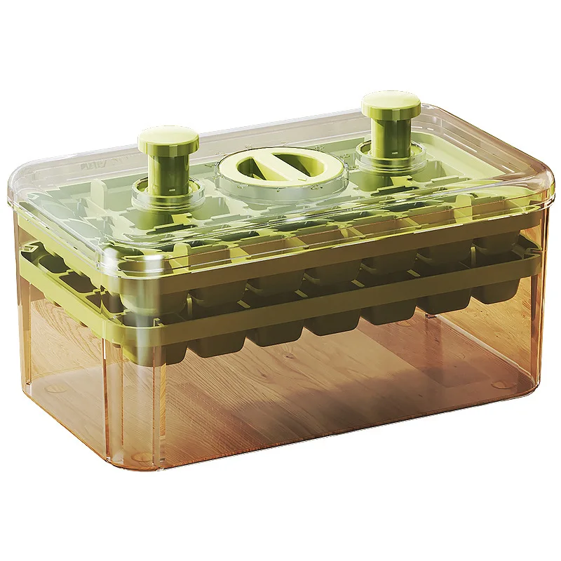 One-Click Press Kitchen Household Ice Cube Mold Quick Freezing Storage Box Container Made Of Plastic Food Safe