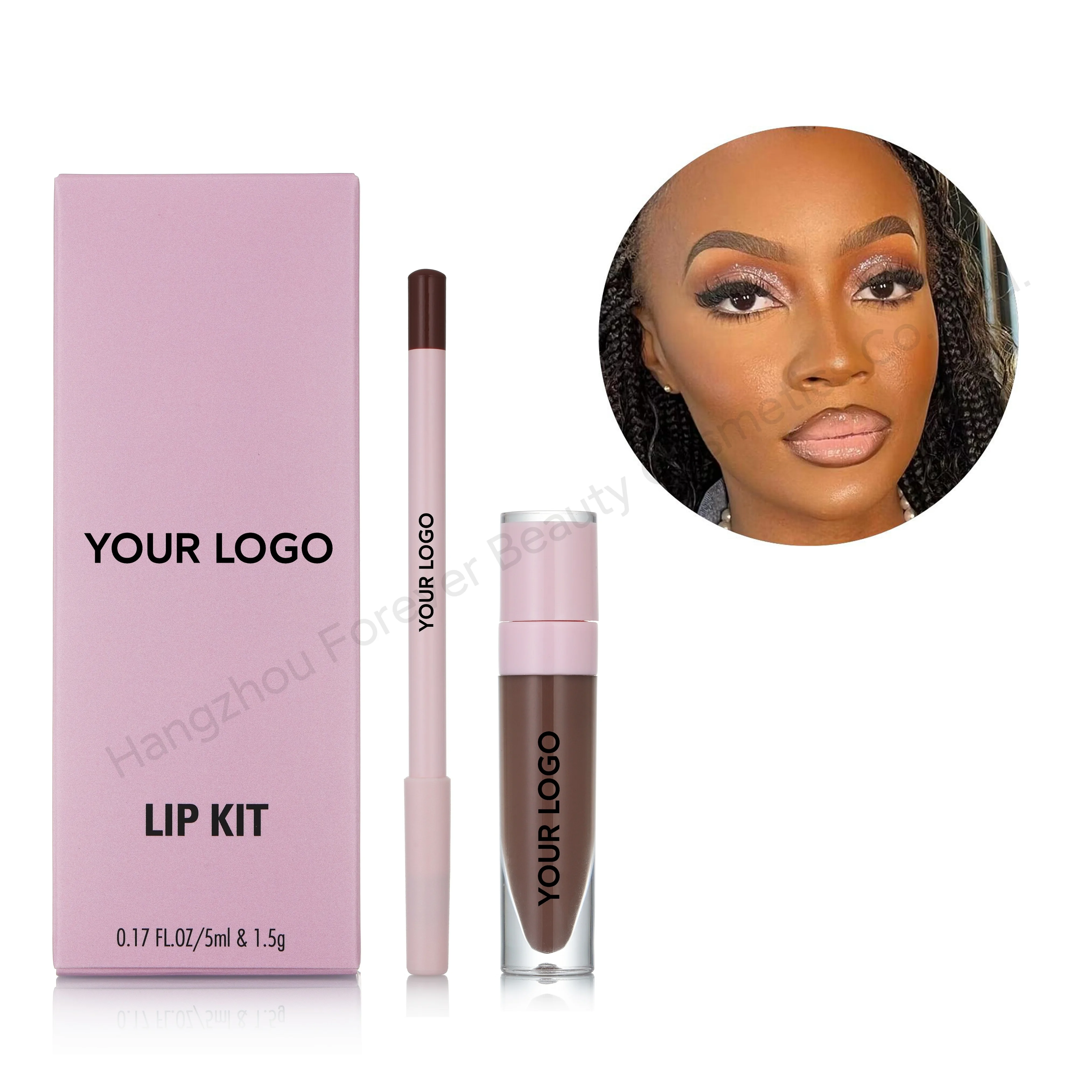 Cosmetics Vendor Private Label Shimmer Lip Gloss Pink Lip Liner Organic Vegan Lip Kit
