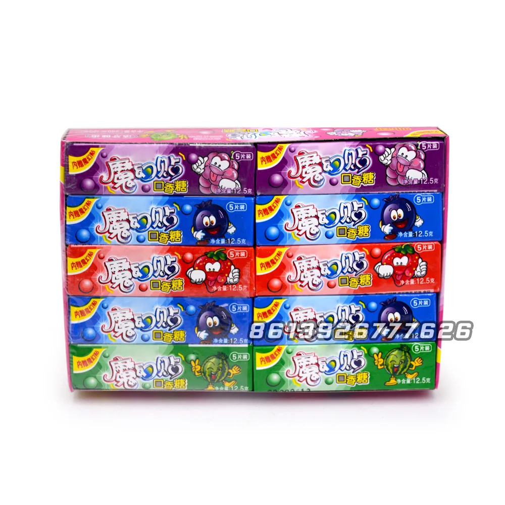 5 sticks 7cm fruit flavor bubble gum with tattoo
