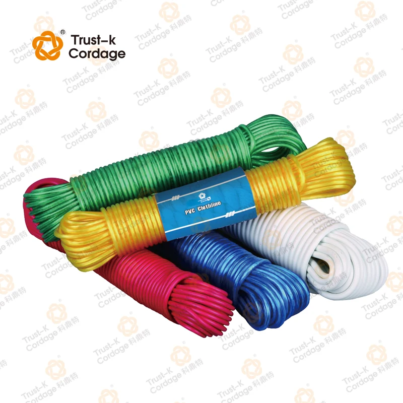 PVC Clothesline for Laundry,Clothes Hanging Drying ,PVC Coating & PP Multifilament Fiber Inner Core 3mm 4mm 5mm