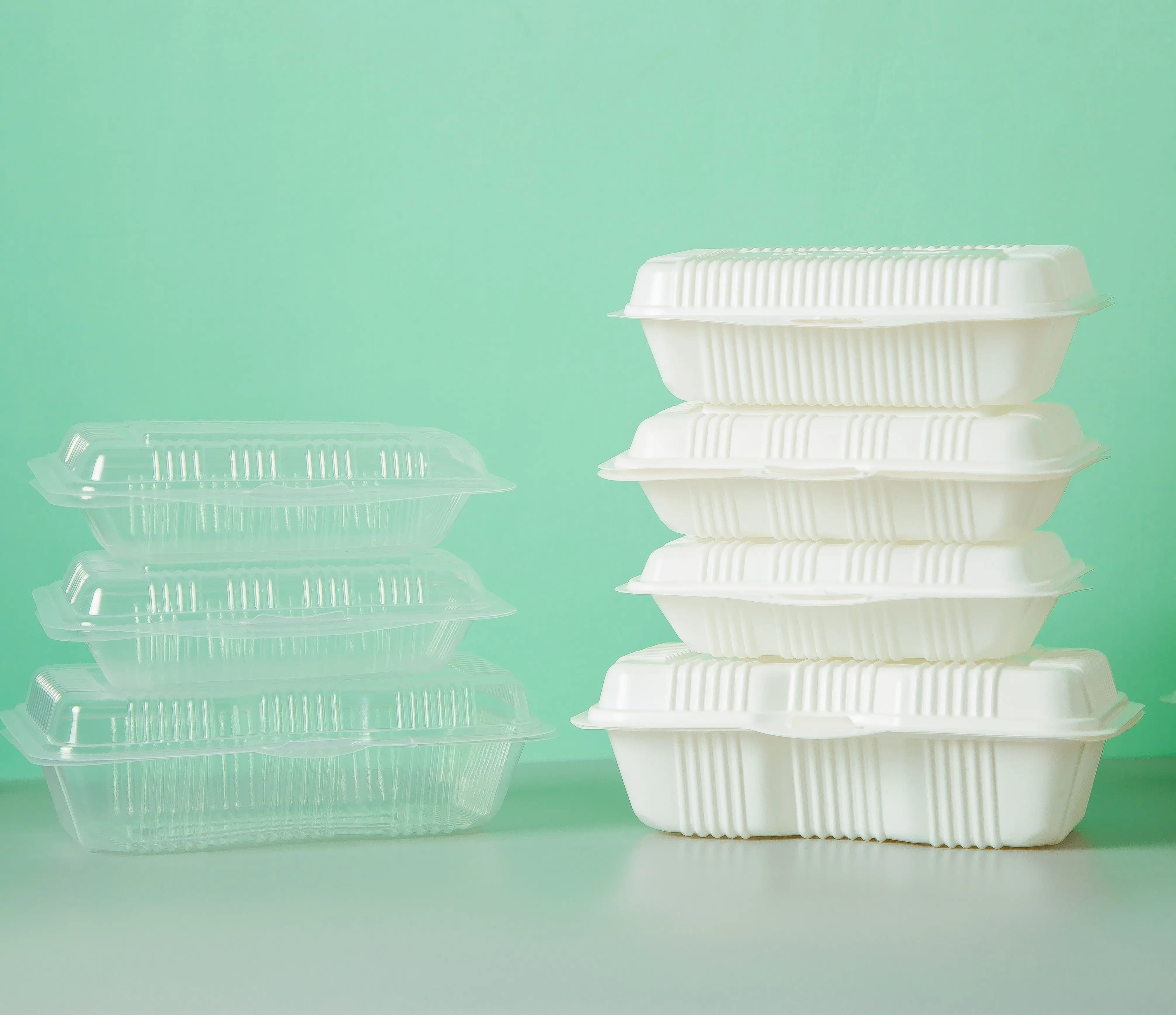 Custom Logo Mfpp Clamshell Take Away Hinged Lid Boxes To Go Lunch Container Restaurant Plastic Disposable Food Container