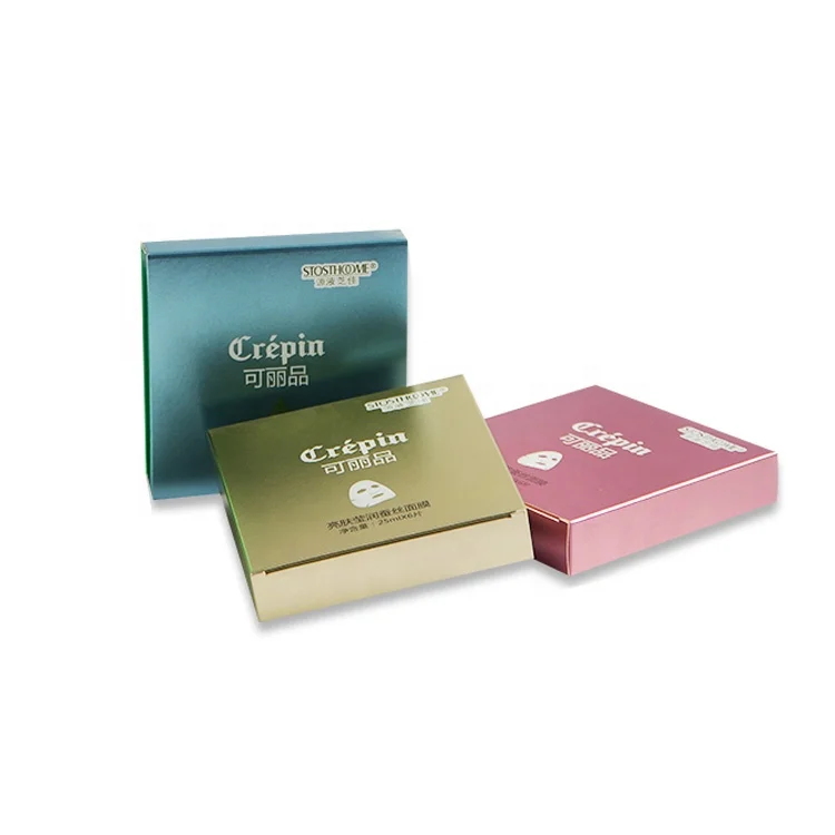 Customized Luxury Paper Box Luxury Cosmetic Face Mask Packaging Box Silver Foil Face Mask Package Boxes With Sport UV