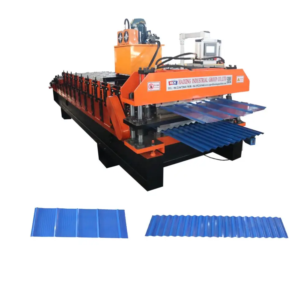 Steel Tile Making Machinery Automatic Roof Tile Sheet IBR Q-tile Making Machine Double Layer  Roof Sheets Roll Forming Machine
