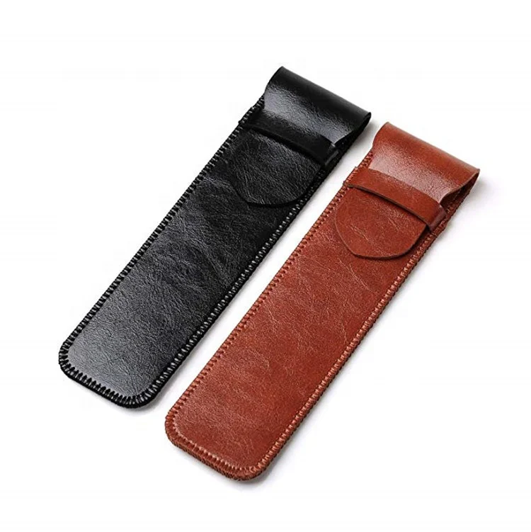 Genuine Leather Stylus Pen Sleeve Single Pen Holder Case Leather Pencil Sleeve Pocket Pouch Cover with Flap Close Case for Watch