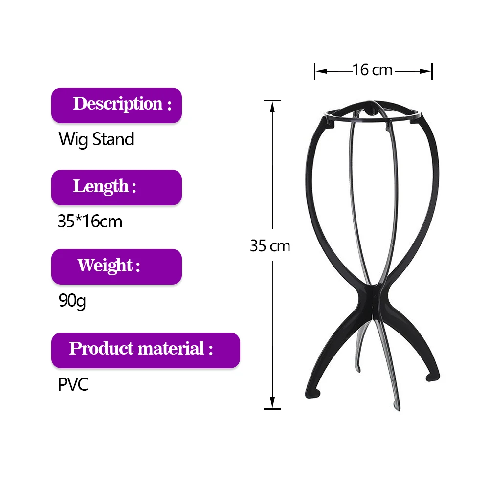 Wholesale Colorful Portable Travel Hat Head Wig Stand Holder Tripod Tool Foldable Plastic Wig Display Stand