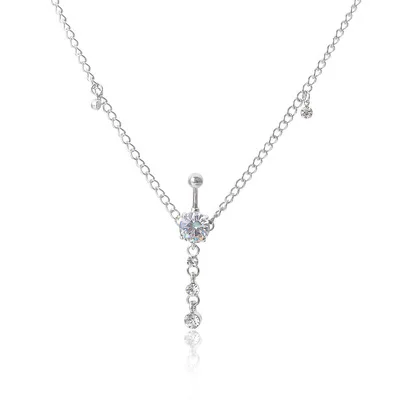 
Rhinestone Belly Button Ring Beaded Piercing Navel Waist Chain Vintage Crystal Waist Chain for Women and Girls 