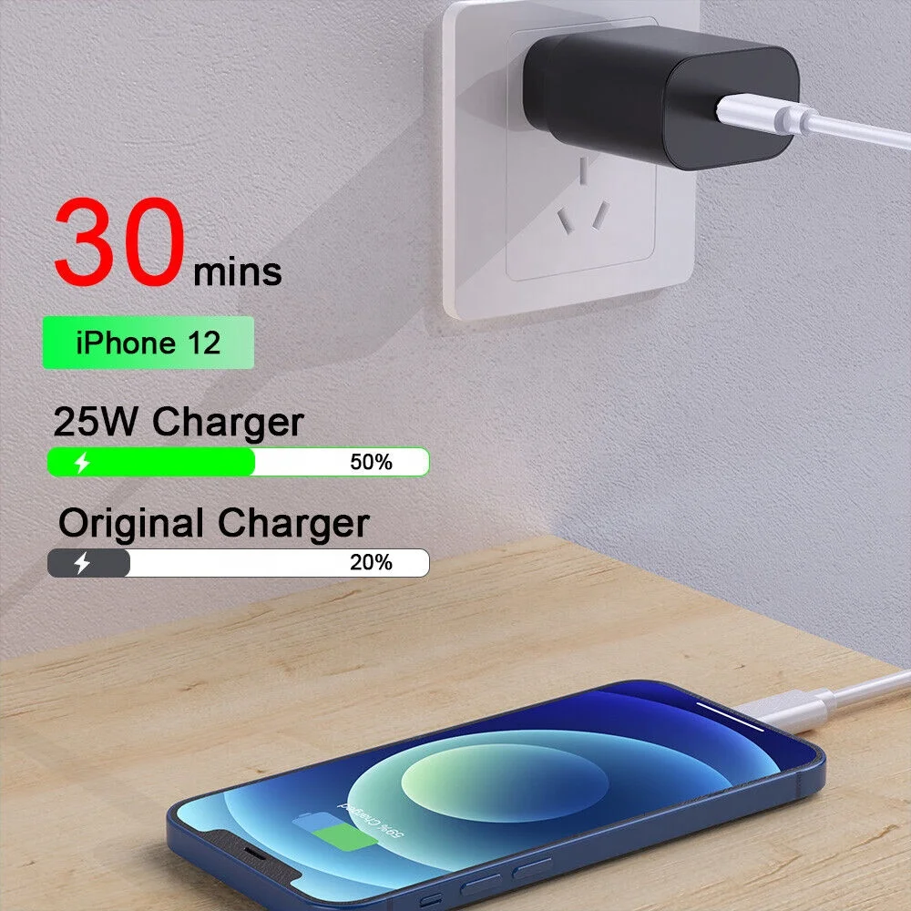 PD 25w Type USB-C Super Fast Wall Charger+6FT Cable For Samsung Galaxy S20 S21 S22