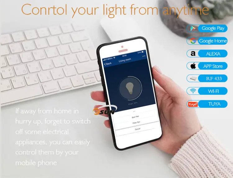 Support Alexa EU Standard Tuya WiFi Smart Home Automation Touch Switch