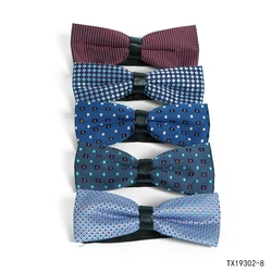 Polka dot red bow ties silk jacquard custom plaid style men bow tie set