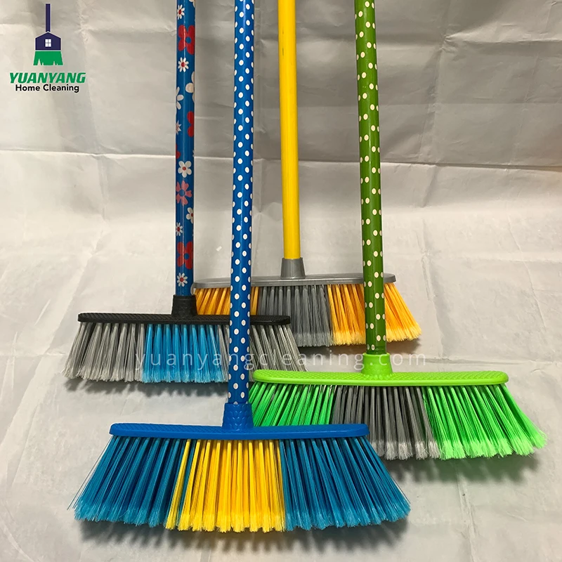 Cheap broom stick long handle house cleaning broom plastic big broom for the street