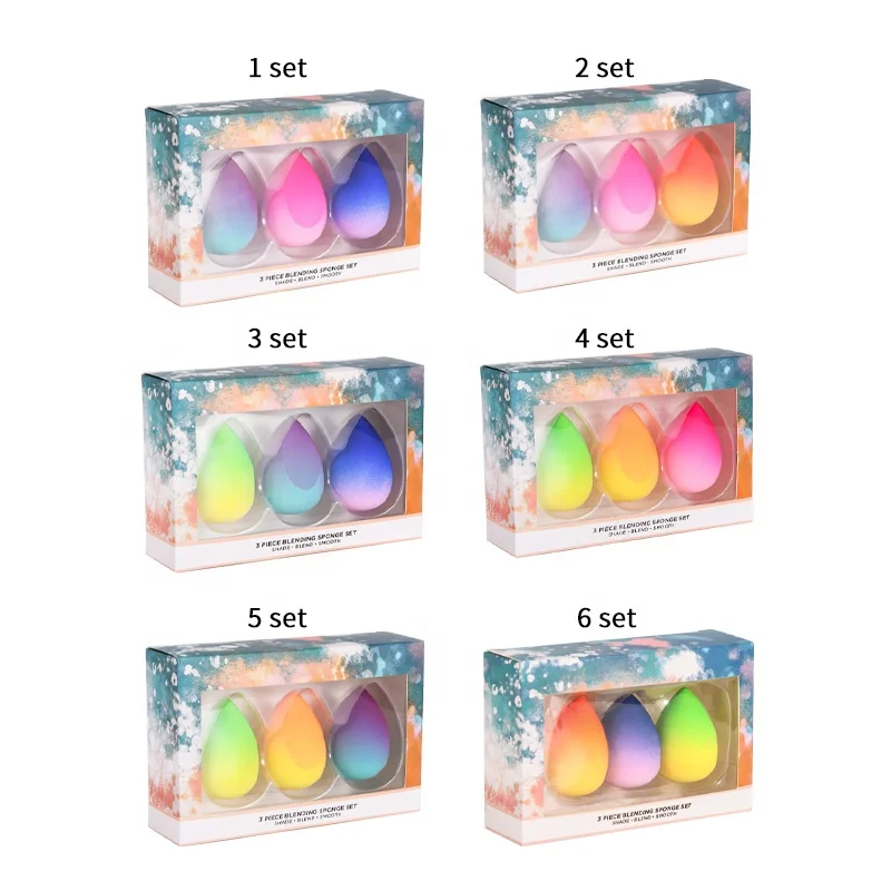 Beauty Products 2025 New Arrivals OEM Gradient Color Beauty Blend Makeup Sponge For Foundation BB Cream