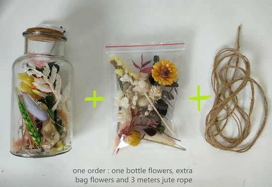 dried preserved flower, grass bottle, LED lighter, flower gift party home decoration