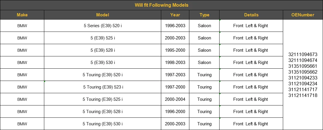 Front Upper control arm kit for BMW 5 series M5 E39 520i 523i 528i 530i 540i 31121094234 31121141718