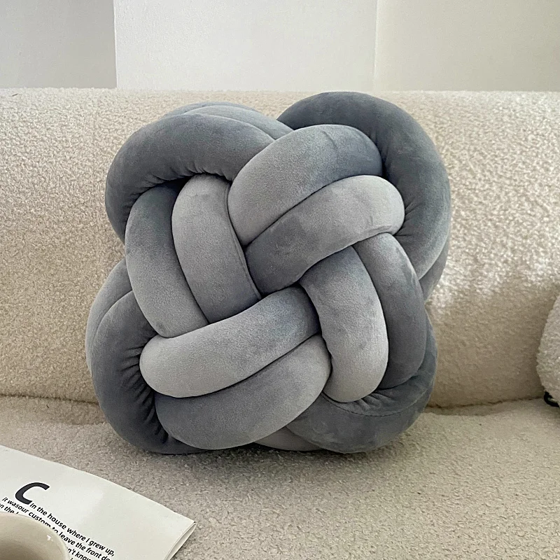 Best Quality Soft 2 Tubes Boucle plush Dutch velvet Knot Ball Cushion Home Decor Knot Pillow Seat Cushion