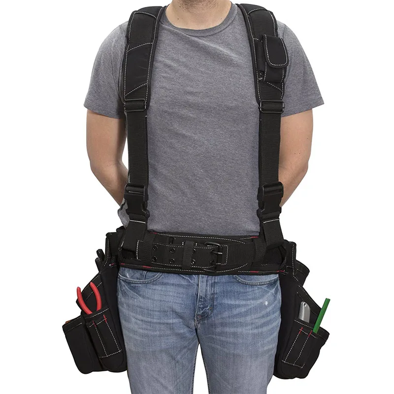 Custom Heavy Duty Padded Carpenter Tool Belts Maintenance Waist Apron Tool Belt Bag Waist Tool Belt with Suspenders