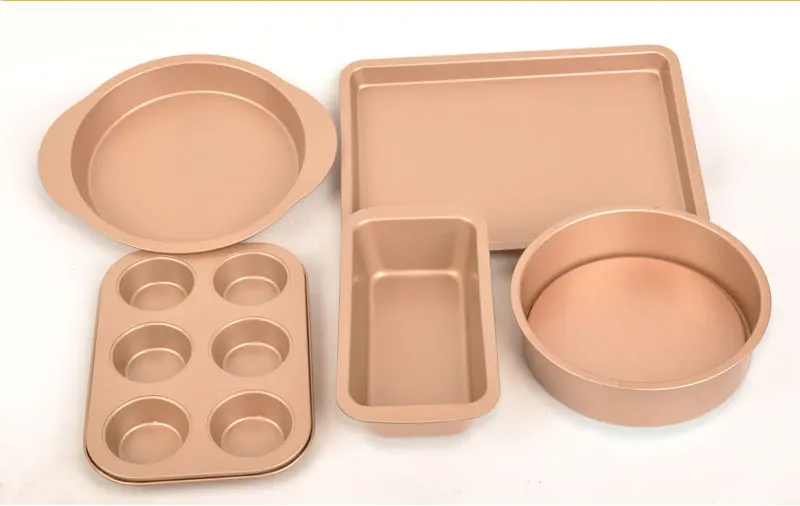 Baking tools Oven 5-piece non-stick pan carbon steel open-bottom carbon steel cake mold toast box Pizza pan 6-cup The cake pan
