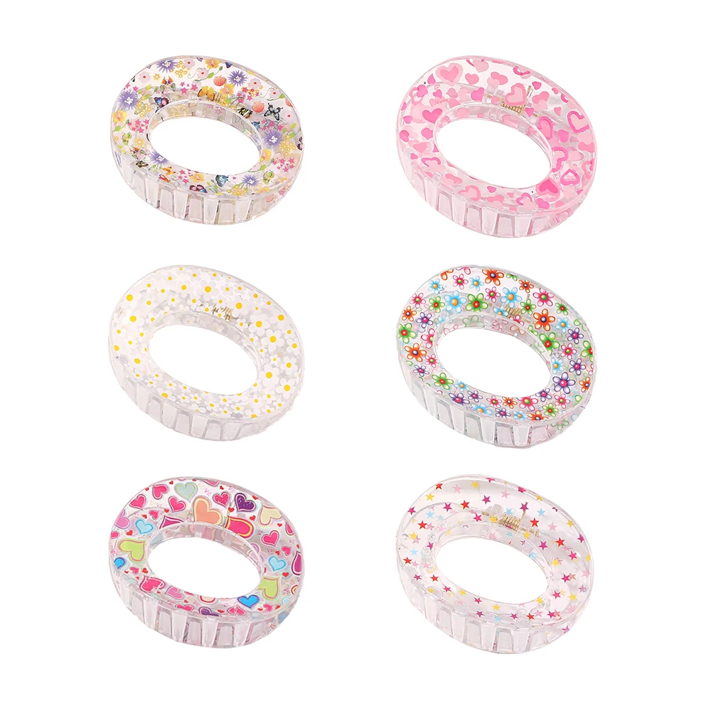 Flower star love heart hair claw clip transparent hair clamp woman hair accessories