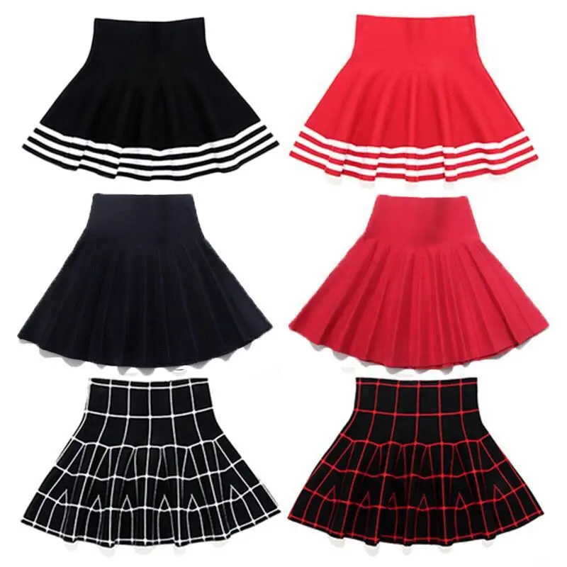Fashion Cheap Price Pleated Knit Skirt Preppy Style Short Skirt Whole Sale School Uniform Girl Pleated Grid Skirt Customizable