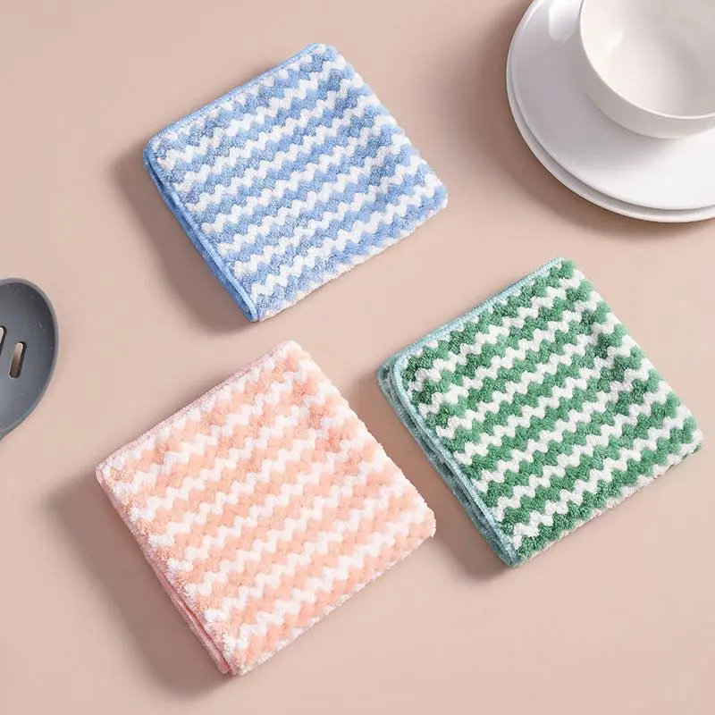 New 25*25cm Thickened Wave Dish-Washing Cloth Dish-Washing Cloth Cleaning Kitchen Household Dish-Washing Cloth