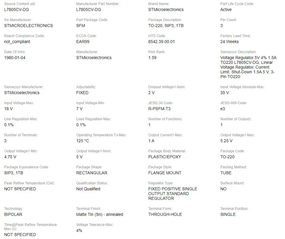 L7805CV-DG Power Circuits Standard Regulator Pos 5V 1.5A 3-Pin(3+Tab) TO-220AB Tube integrated circuits ic chip L7805CV-DG