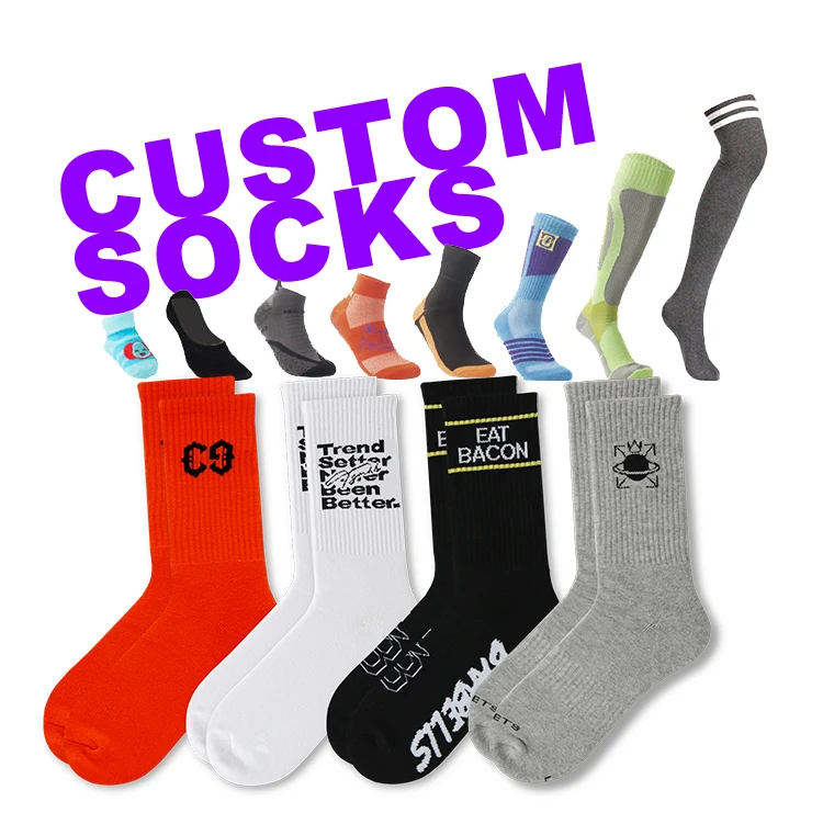 (DS) Crew men calcetines Customize knitted embroidered design made embroidery custom logo cotton sport athletic socks