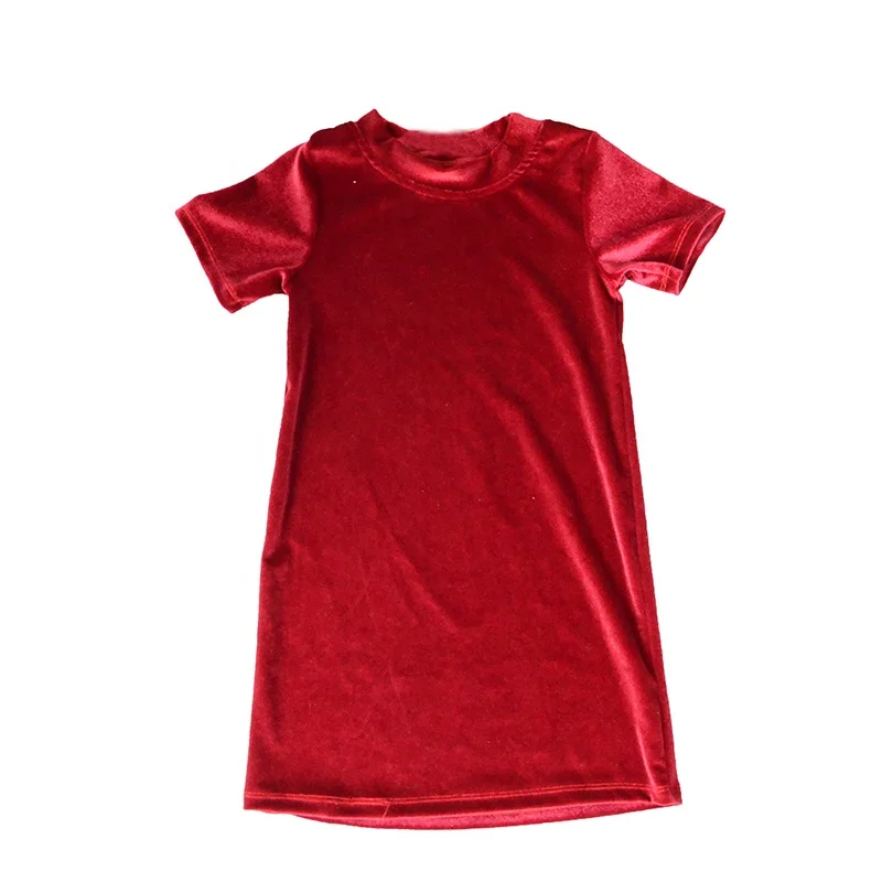 
Custom velvet t Shirts dress Children casual solid color clothing girl Spring fall Dress 